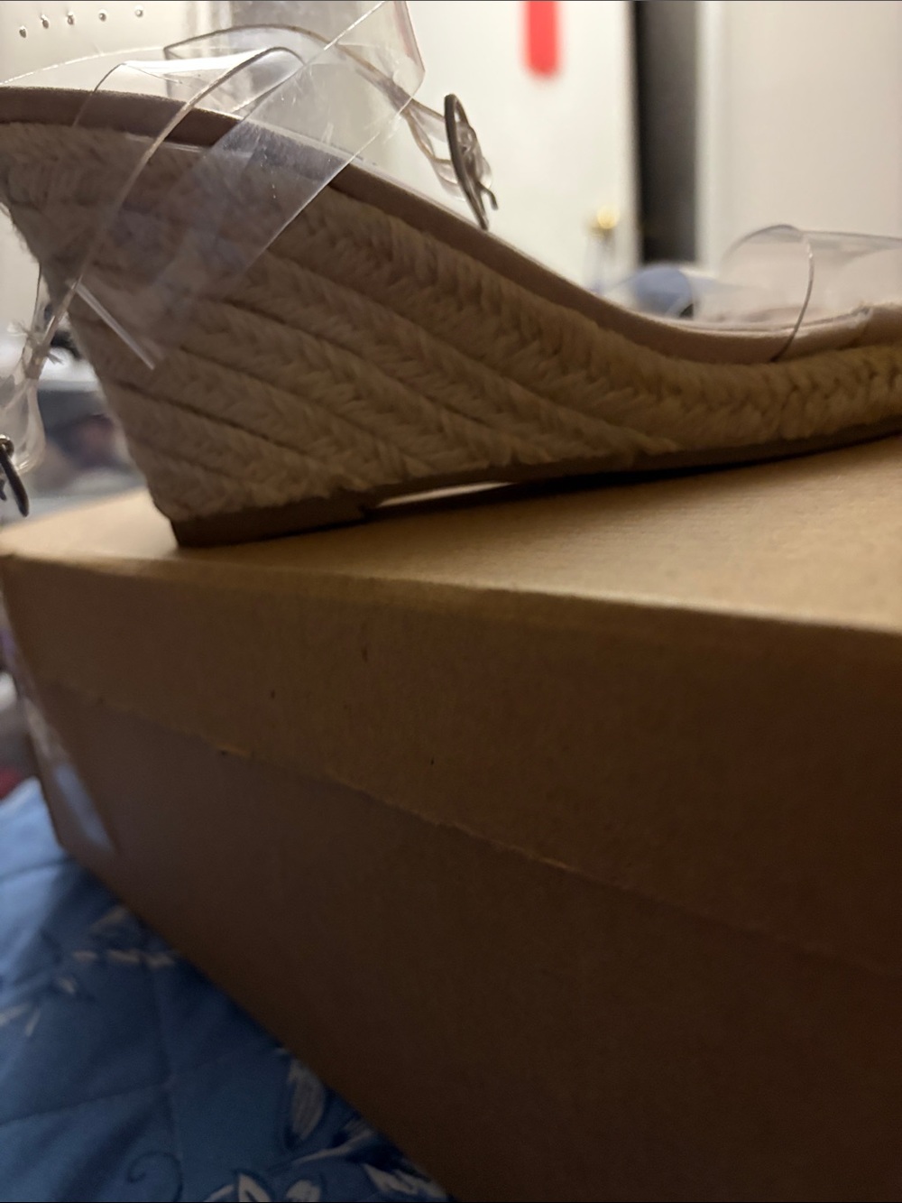 Steve Madden Nude Espadrille Wedge Sandal with Clear Straps - Picture 5 of 5